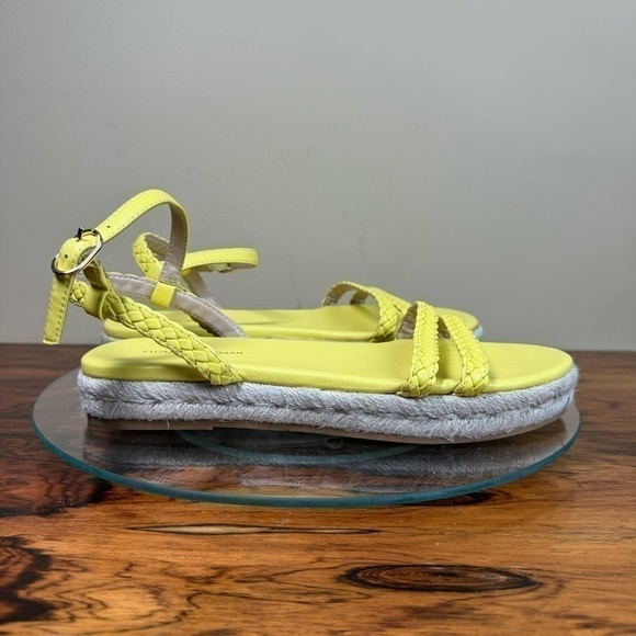 Stuart Weitzman Mykonos Braided Strap Espadrille Flat in lemon yellow / natural - Picture 2 of 14
